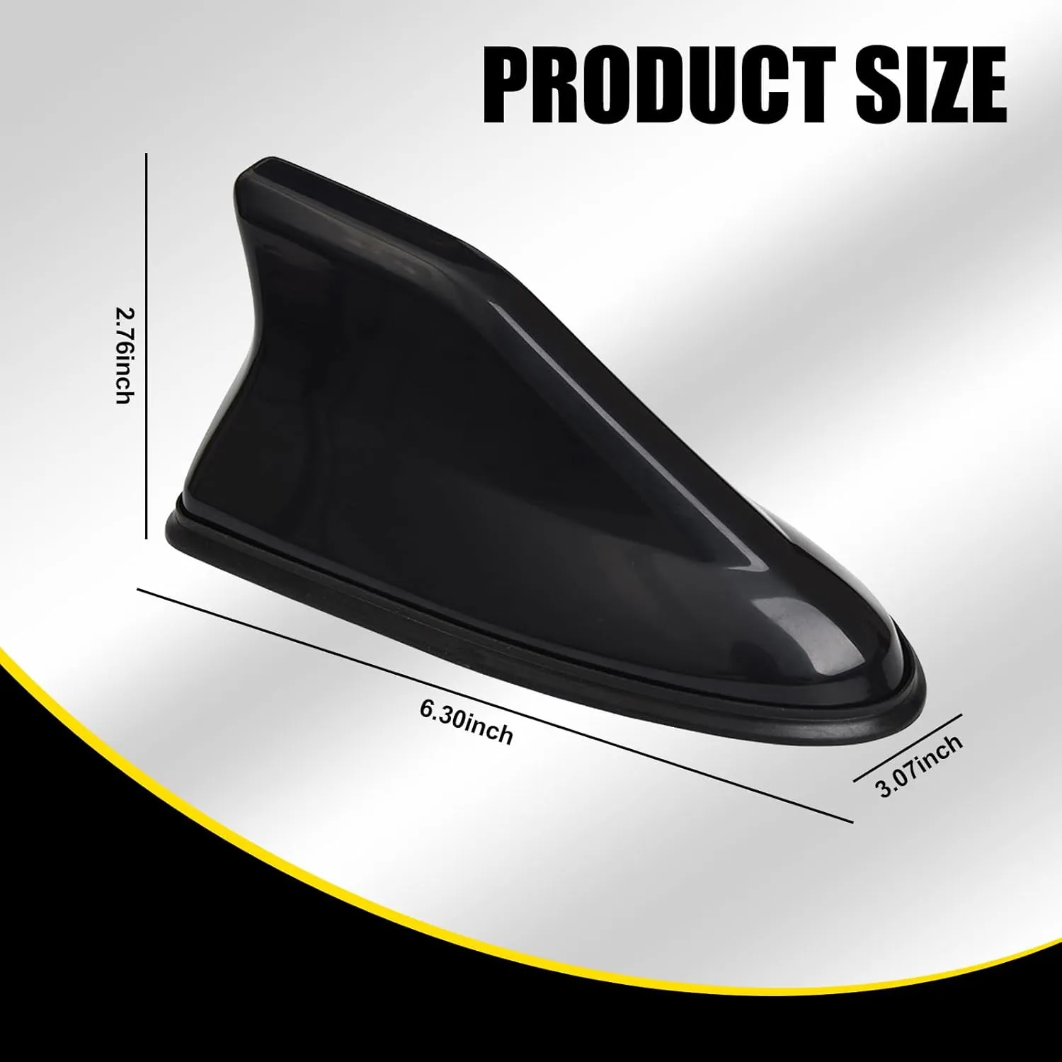 1 PC Car Shark Fin Antenna, ABS Paint Process Shark Fin Tail Waterproof Rubber Ring Stable Signal Receiving Antenna, Replacement Car Roof Decorative Antenna Cap, for Cars (Black)