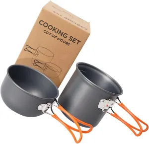 1 Set Mini Bowl Pot Folding Handle Outdoor Camping Cookware Skillet Pot Pan Set