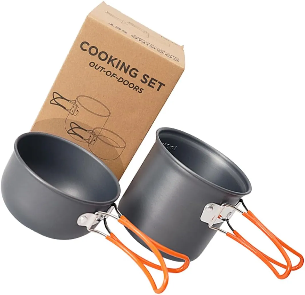 1 Set Mini Bowl Pot Folding Handle Outdoor Camping Cookware Skillet Pot Pan Set