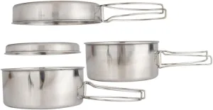 1 Set Stainless Steel Camping Cookware Lightweight Outdoor Cooking Pots and Pans for People Practical Cookware Supplies for Camping Hiking and Picnic