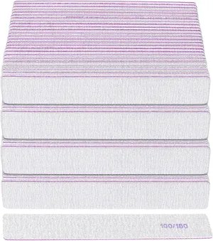 100 Pcs 100/180 Grit Nail Files Professional Reusable Emery Board for Nails, Double Sides Washable Nail File Manicure Tools for Natural Nails Extension Gel and Acrylic Nail Tools Home Use