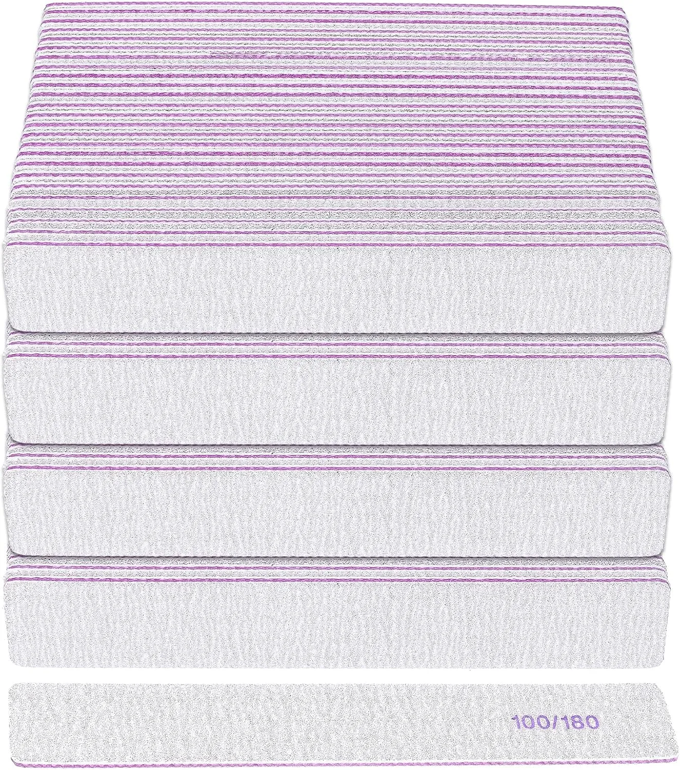 100 Pcs 100/180 Grit Nail Files Professional Reusable Emery Board for Nails, Double Sides Washable Nail File Manicure Tools for Natural Nails Extension Gel and Acrylic Nail Tools Home Use