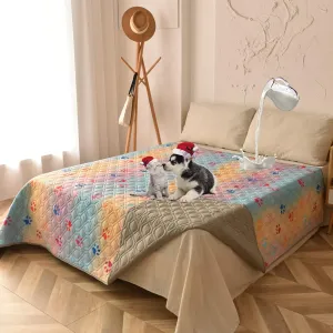 100% Waterproof Dog Bed Cover 52x82 inch Reversible Changing Pad Reusable Camping Mat for Kids/Pet/Dog/Cat Washable Geometric Embroidery Blanket Patchwork Rainbow Dog Paw Printed Gray