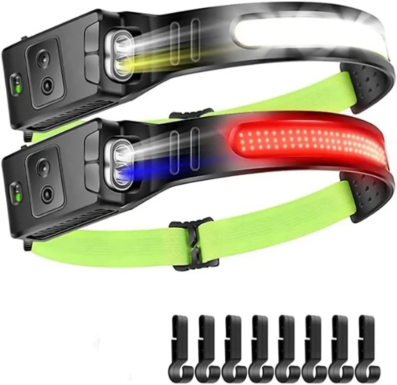 1000 Lumens,COB 230 � Wide Beam Headlight,Waterproof LED Rechargeable Headlight,Adjustment Band,Motion Sensor Headlight