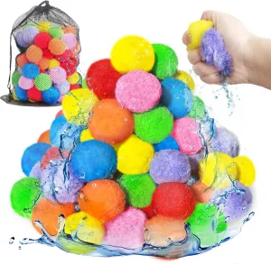 100PCS Reusable Water Balls,Outdoor Water Balloons for Kids,Water Games Toys Sponge Soaker Ball for Boys,Girls,Summer Backyard,Pool Party,Fun Lawn,Beach(7 Colors)