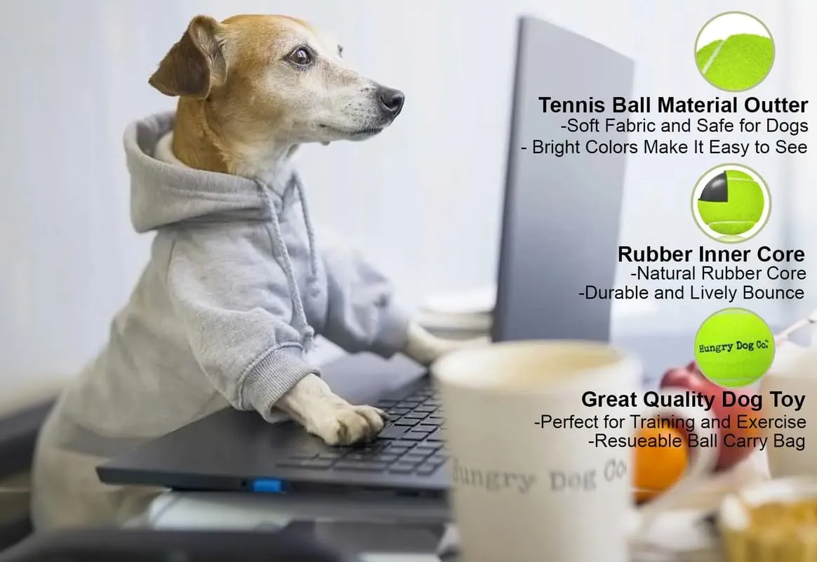 12 Pack of Premium Dog Tennis Balls 2.5" - Pet Safe Dog Toys for Exercise and Training. Bouncy and Durable for Hours of Fun - Reusable Mesh Bag for Carrying and Storage - Yellow