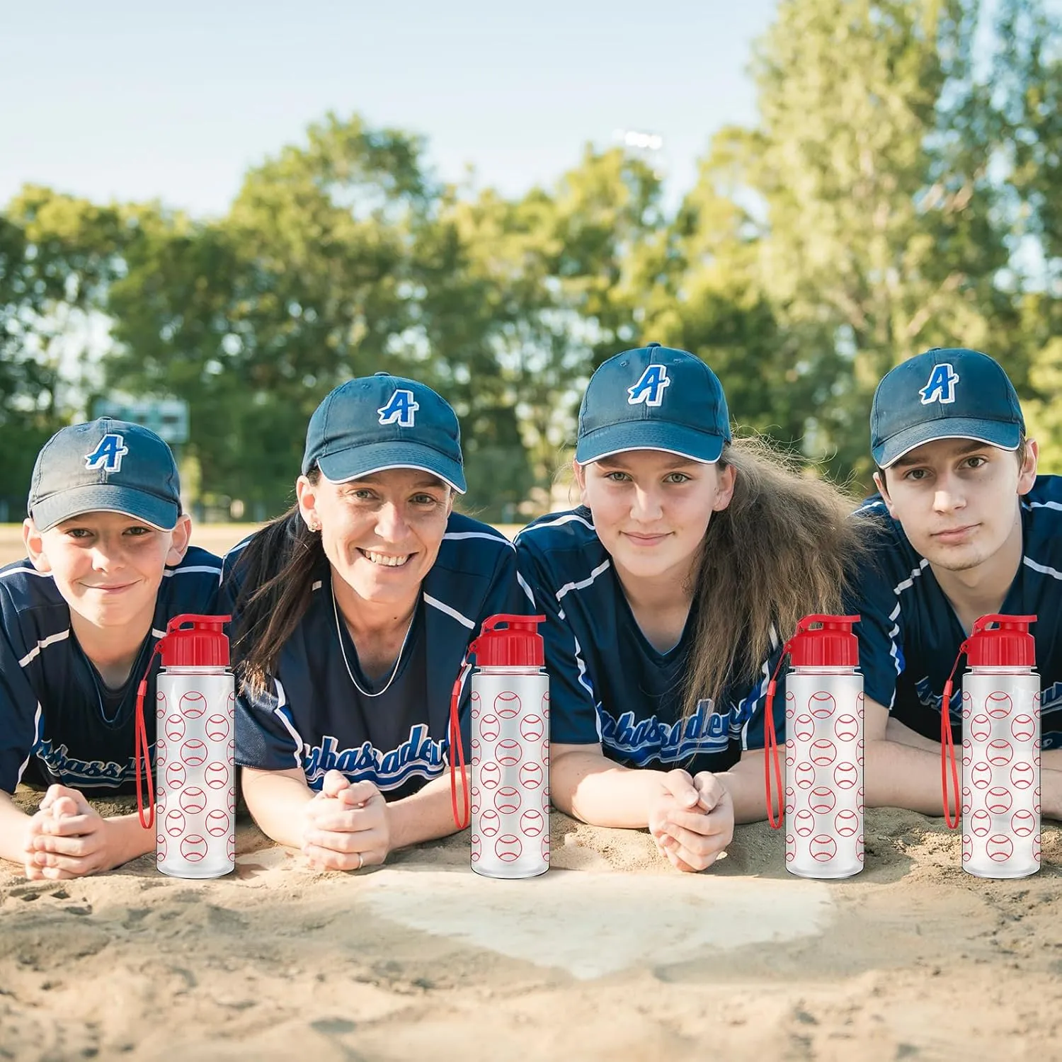 12 Pcs 17 oz Baseball Sports Bottles with Leak Proof Flip Top, Reusable Plastic Water Bottles for Baseball Team Gift Accessories, Sports Party Favors Supplies