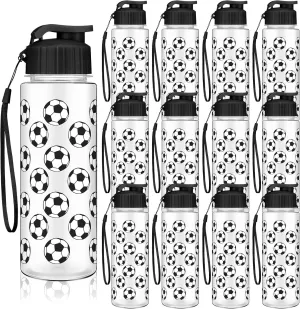 12 Pcs Soccer Water Bottles 17 oz Soccer Sports Bottle with Leak Proof Flip Top Reusable Plastic Water Bottles for Team Gift Accessories Sports Party Favors Supplies