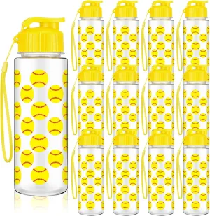 12 Pcs Softball Water Bottles 17 oz Softball Sports Bottle with Leak Proof Flip Top Reusable Plastic Water Bottles for Softball Team Gift Accessories Sports Party Favors Supplies