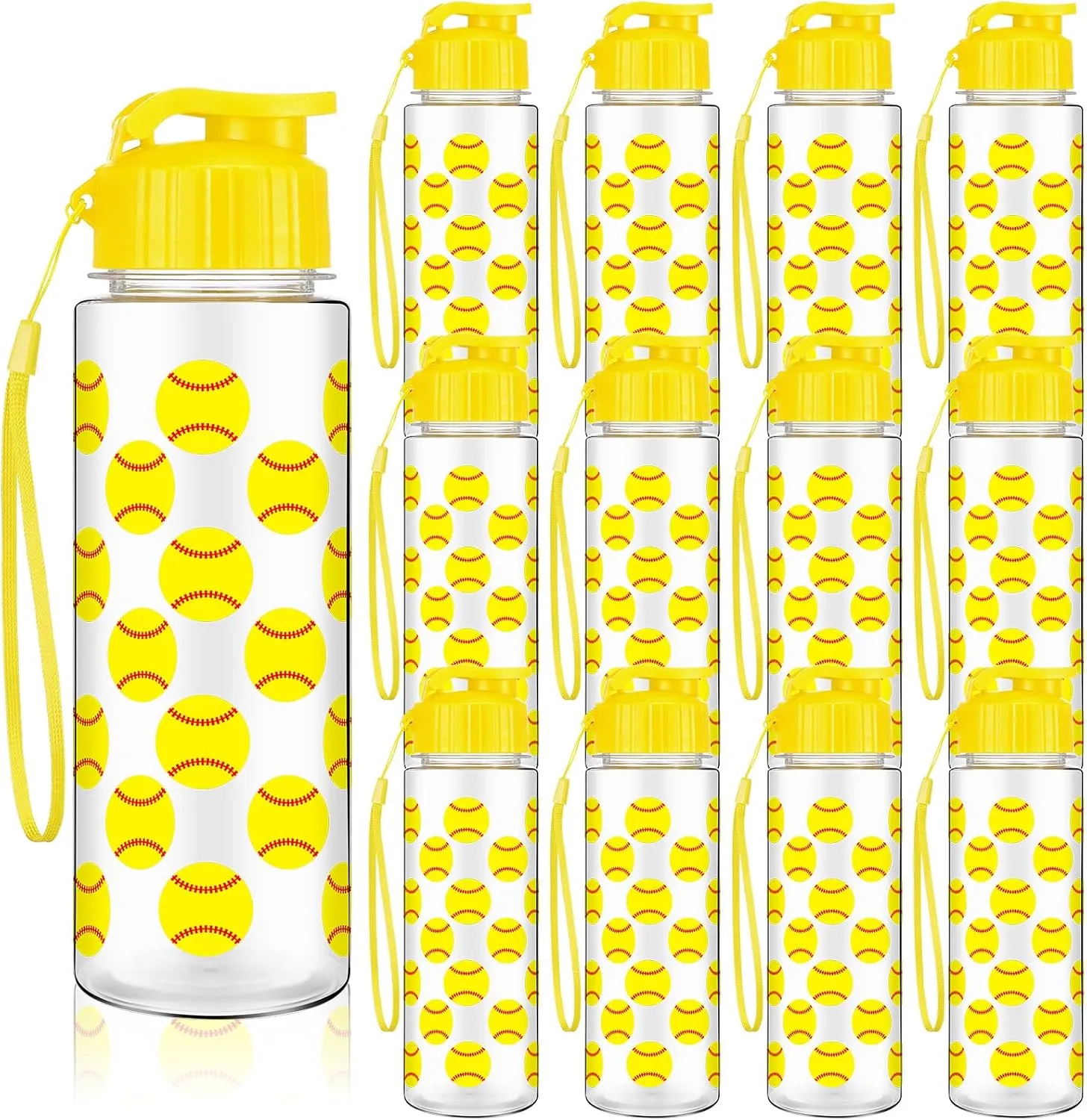12 Pcs Softball Water Bottles 17 oz Softball Sports Bottle with Leak Proof Flip Top Reusable Plastic Water Bottles for Softball Team Gift Accessories Sports Party Favors Supplies