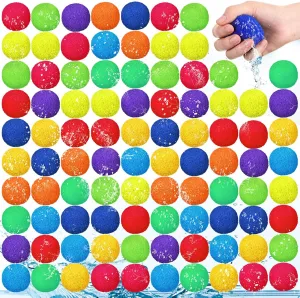 120 Pcs Reusable Water Balls, Reusable Water Balloons for Outdoor Games, balls for Adults Summer Beach Ball for Pool and Backyard Fun (Rainbow Color)