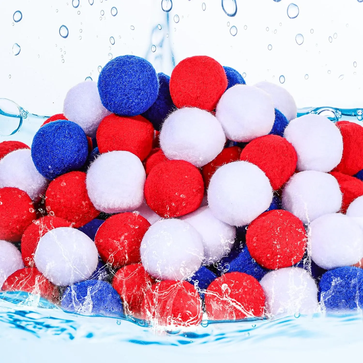 120 Pcs Reusable Water Balls, Reusable Water Balloons for Outdoor Games, balls for Adults Summer Beach Ball for Pool and Backyard Fun(White, Red, Royal Blue)