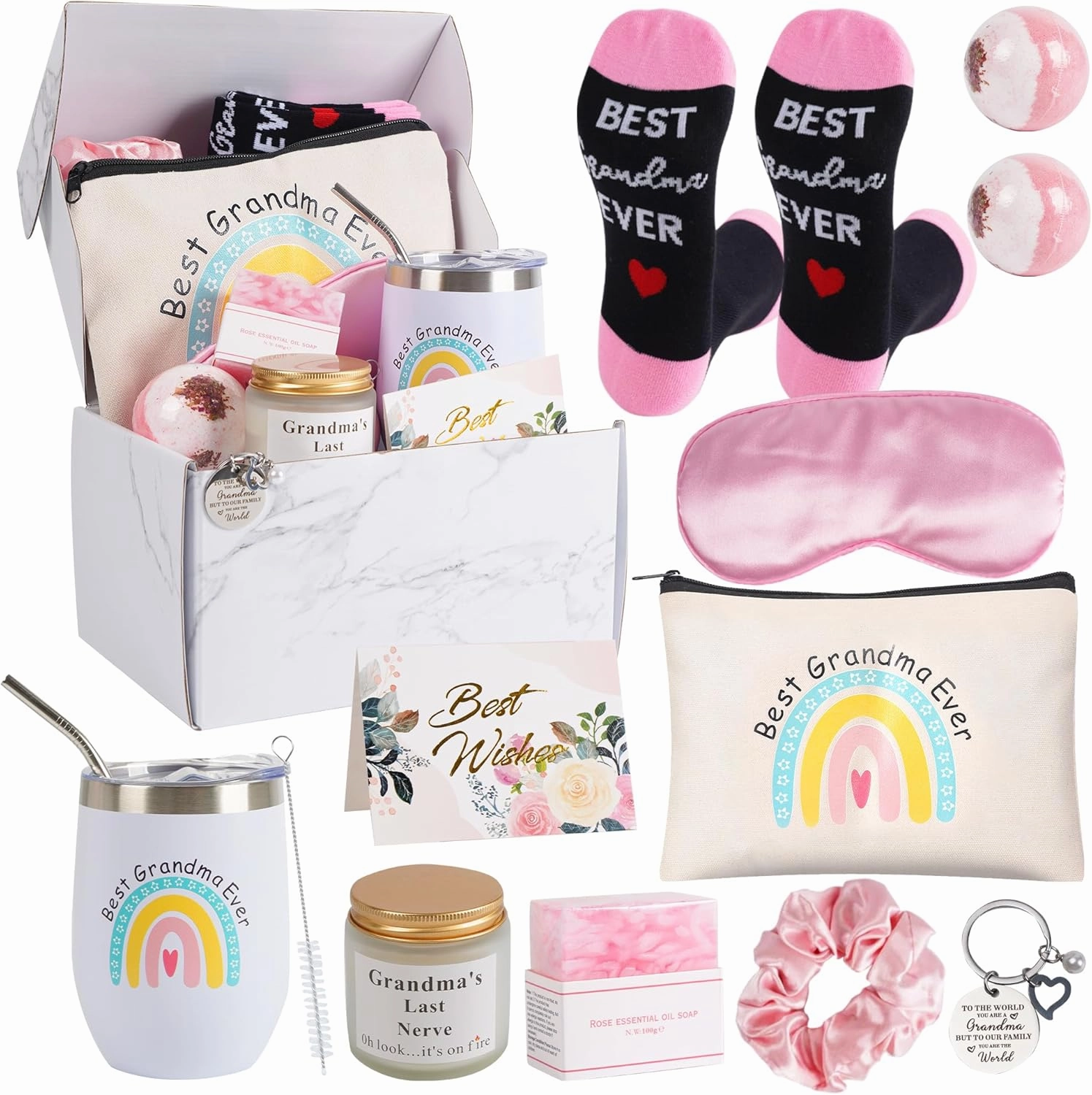 12 Pieces Grandma Gifts Box,Birthday Gifts for Grandma from Granddaughter Grandson,Nana Gifts Basket Grandma Birthday Gifts for Gigi Grandmother