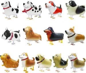 13 Different Patterns Walk Dog Balloon Funny Air Walkers Pet Animal Doggy Balloon, 4D Cartoon Air Walking Puppy Balloons Toys Dog Party Decoration For Birthday Wedding Baby Shower