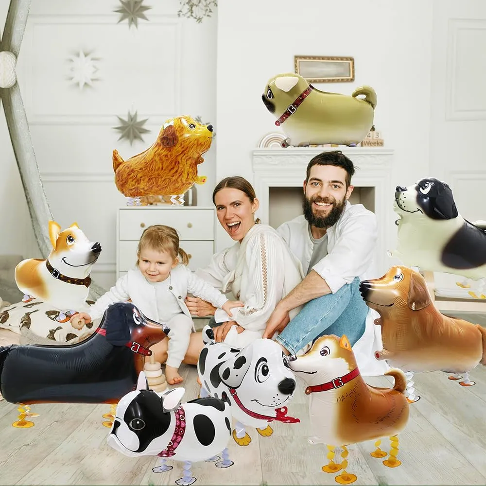 13 Different Patterns Walk Dog Balloon Funny Air Walkers Pet Animal Doggy Balloon, 4D Cartoon Air Walking Puppy Balloons Toys Dog Party Decoration For Birthday Wedding Baby Shower
