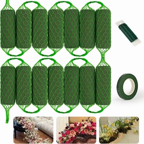 14 Pcs Floral Foam Garland for Fresh & Dried Flowers, 9.2ft Flower Sponge Blocks Kit, Foam for Flower Arrangement Holder for Arch Door Tabletop Decor, Wedding Home Garden Green Wet/Dry Foam Bricks