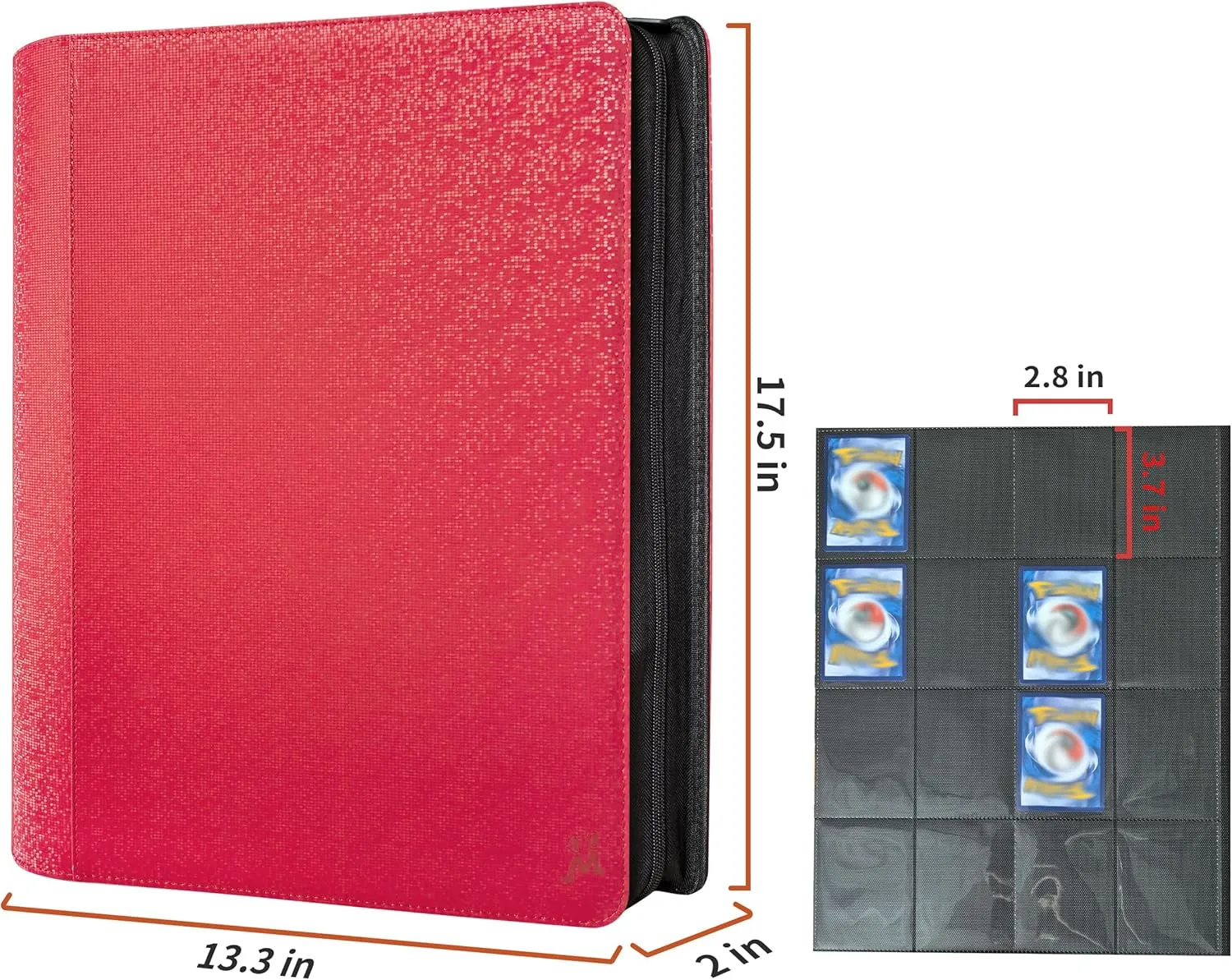 16-Pocket Card Binder,1000  Pockets Trading Card Binder, Side Loading Ringless Trading Card Album Folder Compatible with Pokemon Cards, Yu-Gi-Oh, Magic The Gathering,Red
