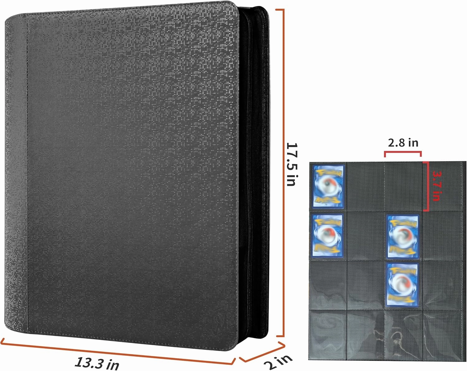 16-Pocket Card Binder,1000  Pockets Trading Card Binder, Side Loading Ringless Trading Card Album Folder Compatible with Pokemon Cards, Yu-Gi-Oh, Magic The Gathering,Black