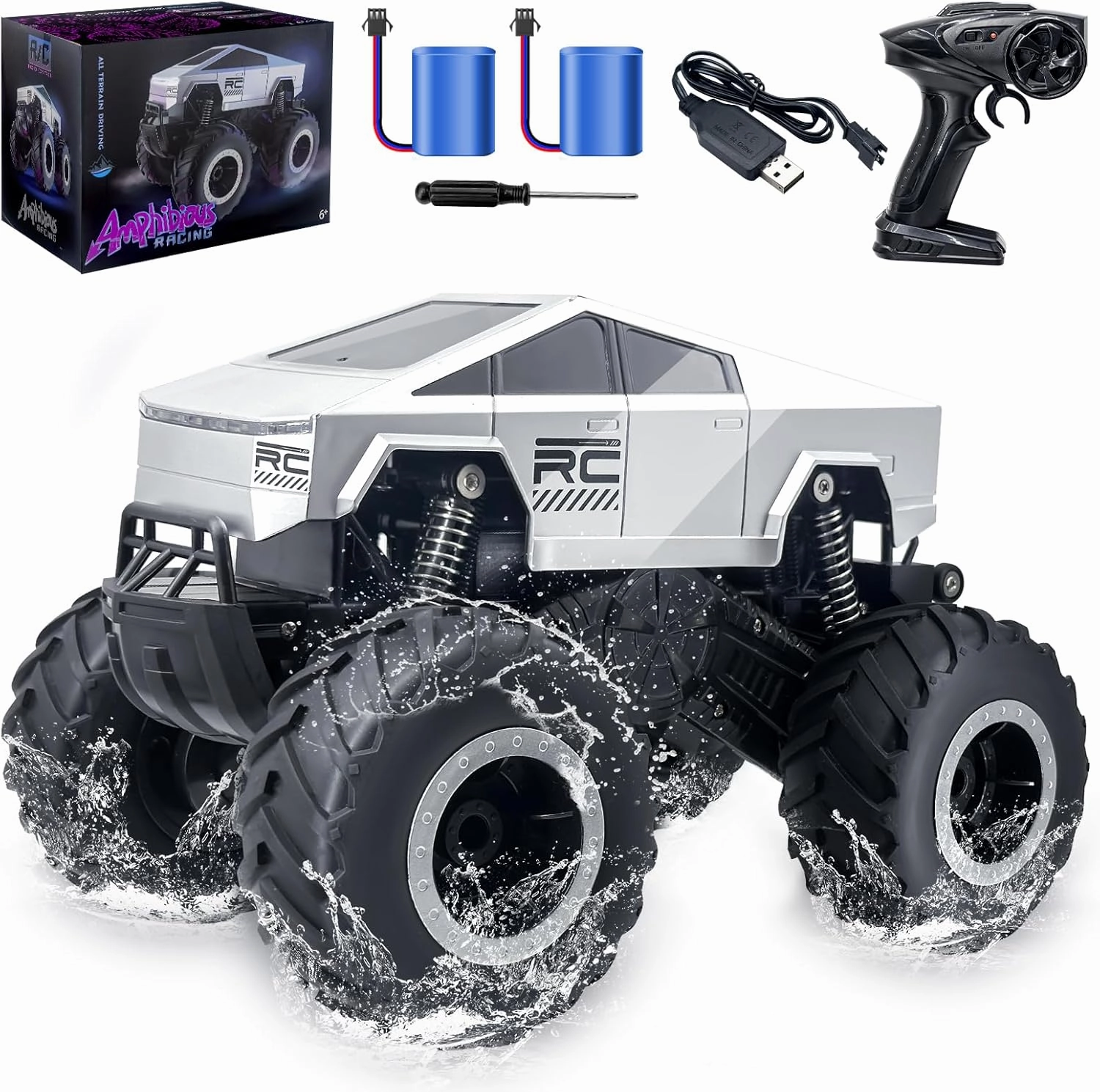 1:16 Scale All-Road RC Car Radio-Controlled Cars 2.4GHz Cybertrucks Toy, Off-Road Pickups,Monster Trucks 4WD, Waterproof Design,Perfect for Beaches, Pools,Great Gift for Kids 6 7 8 9 
