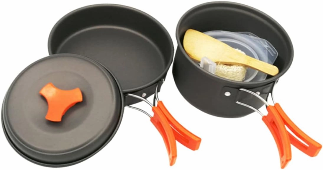 1-2 Person Camping Pot Set Cookware Set for Outdoor Cooking Barbecue Equipment