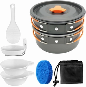 1 Set Portable Pot Set Outdoor Kit Camping Accessories Outdoor Griddle Camping Frying Pan Outdoor Cookware Outdoor Cooking Tools Travel Stainless Steel Aluminum Alloy Water Bottle