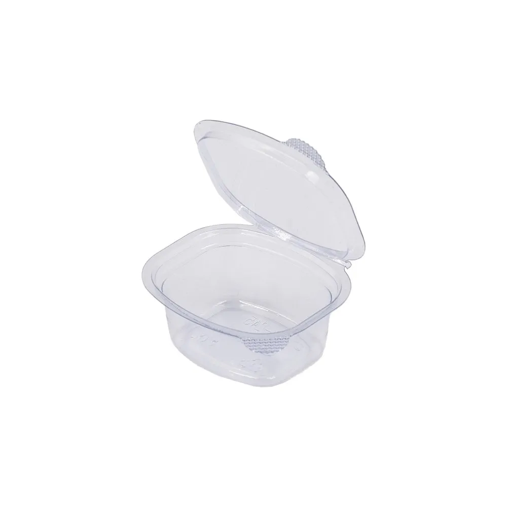 1oz/30mL Clear PET Hinged Lid Sauce Container