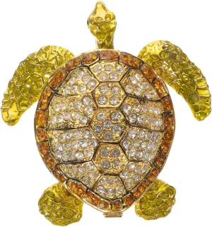 1pc Box Decorative Jewelry Box Vintage Jewelry Case Hand- Painted Turtle Figurines Retro Decor Tray Desk Top Decor Mom Ring Cosmetic Tray Bracelets Holder Golden Tin Alloy