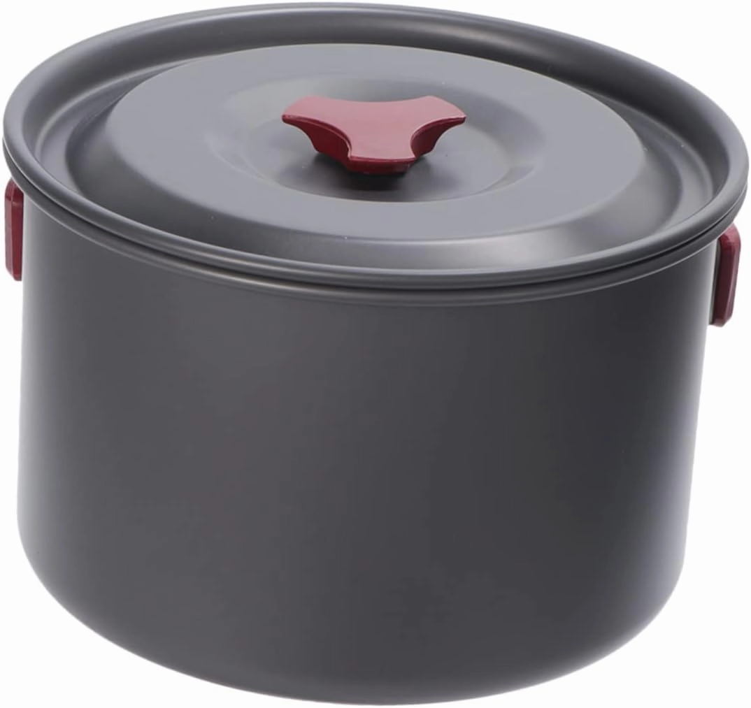 1pcs Alloy Camping Cooker Set Lightweight Outdoor Cooking Pot for Hiking Picnics Camping Activities Design Grey