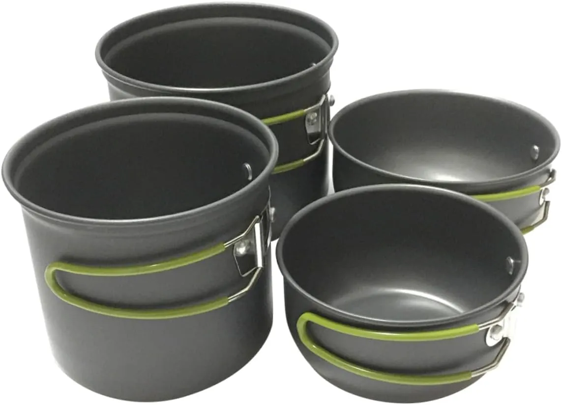 1set Camping Cookware Portable Cooking Utensils Handle High-Temperature Resistant Material for Outdoor Camping Hiking and Picnics