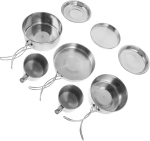 1set Camping Cookware Portable Stainless Steel Easy to Clean Outdoor Cookware for Frying Stewing Boiling for Picnics Camping Hiking