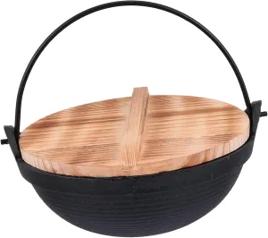 1set Outdoor Cast Iron Pot with Lid for Camping and Cooking Japanese Sukiyaki Style Non-stick Cookware for Stewing and Porridge for Family Gatherings and Picnics