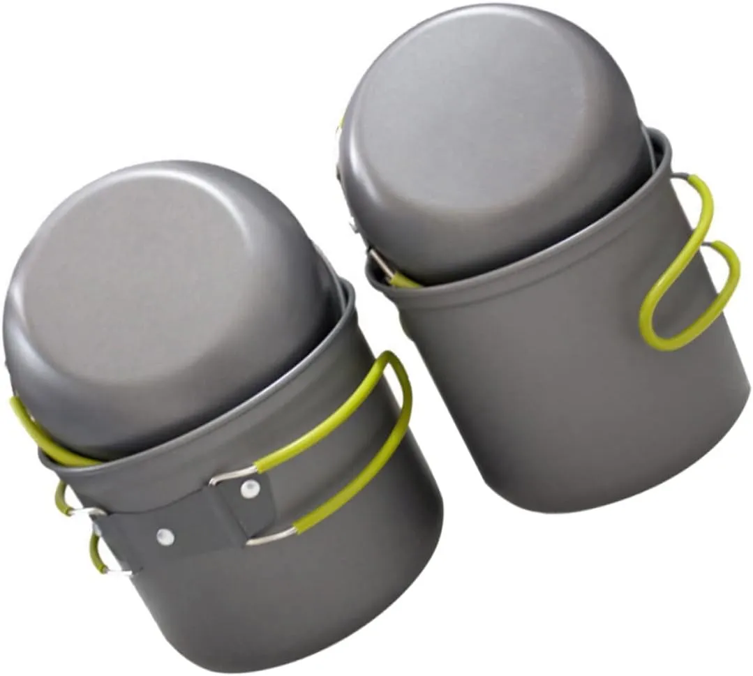 1set Outdoor Cookware Portable Oxide Camping Pan Kit for People Non-Sticky Design for Hiking Picnics BBQ Outdoor Activities