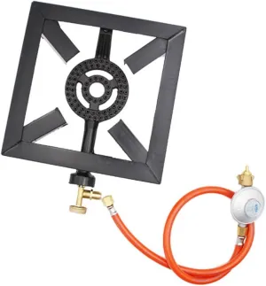 1set Portable Cast Iron Propane Stove Burner Outdoor Camping Gas Cooker Lightweight High Pressure Hose Regulator for Control for Hiking Tailgating Emergency Cooking