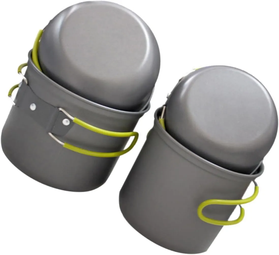 1set Portable Oxide Camping Cookware for People Lightweight Heat Transfer Cooking Pot -Skid Handle and Versatile Lid for Outdoor Picnic Hiking and BBQ Activities