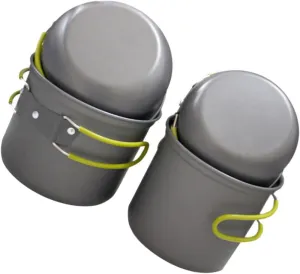 1set Portable Oxide Camping Cookware for People Lightweight Heat Transfer Cooking Pot -Skid Handle and Versatile Lid for Outdoor Picnic Hiking and BBQ Activities