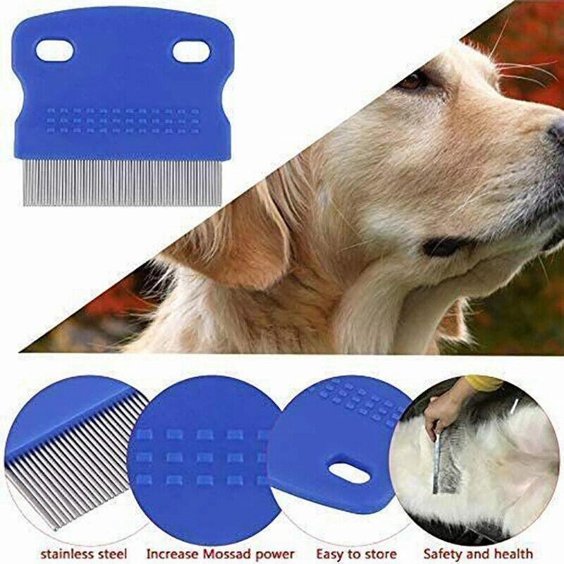 1X Pet Hair Flea Shedding Cleaning Brush Grooming Comb Cat Dog Stainless Trimmer