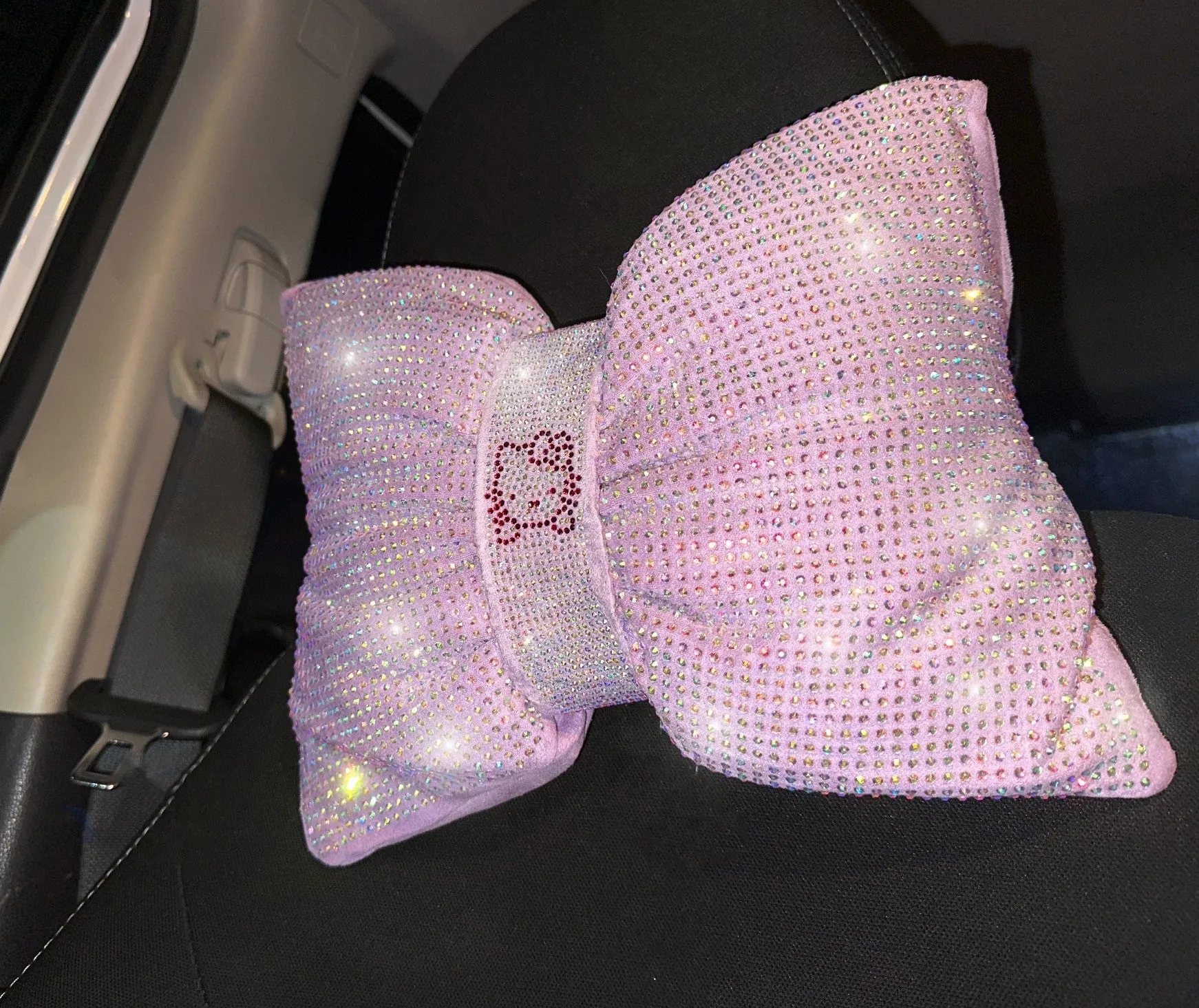 (2 Pack) Ultra Bling Car Pillow Bowknot Headrest (Purple)
