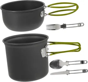 2-Piece Portable Camping Cookware Set Aluminum Alloy Outdoor Kitchenware for Hiking Climbing and Outdoor Adventure
