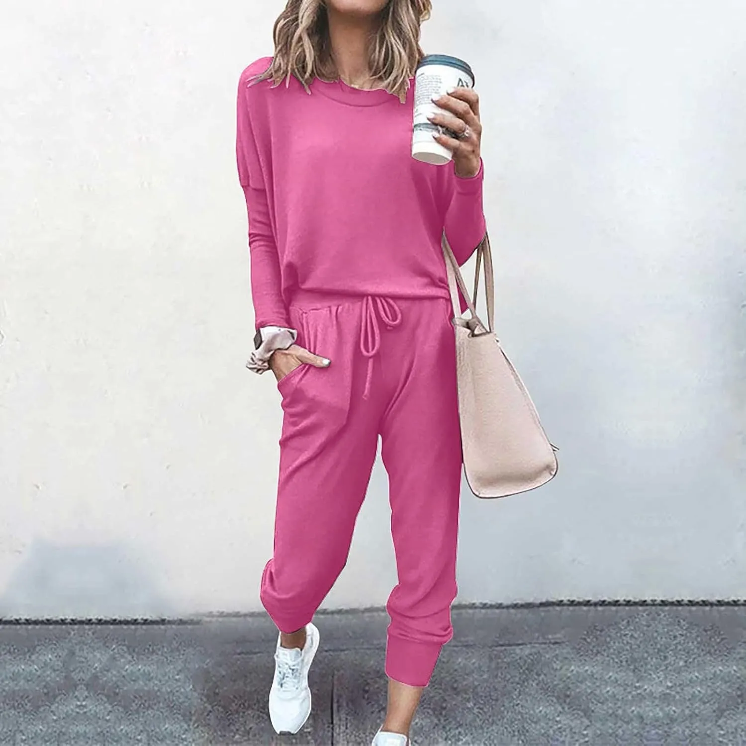 2025 Summer Sports 2 Piece Set,Lounge Sets Lightweight Crewneck Pullover Tops & Long Pants Tracksuit