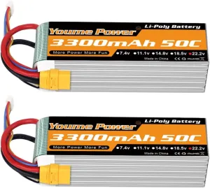 22.2V LiPo Battery 3300mAh,Lipo 6S Battery 50C XT90 Plug for RC Airplane RC Helicopter RC Quadcopter Drone Car Truck Boat Model(2 Packs)