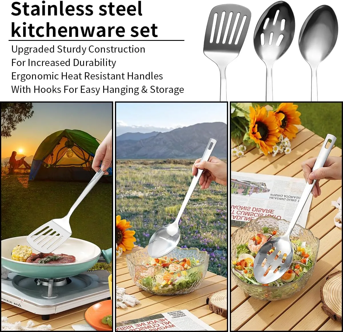 23 Pieces Cookware Kit,Portable Camping Cookware Set, Portable Outdoor Cooking and BBQ Ware for  Backpacking, Hiking  ﻿