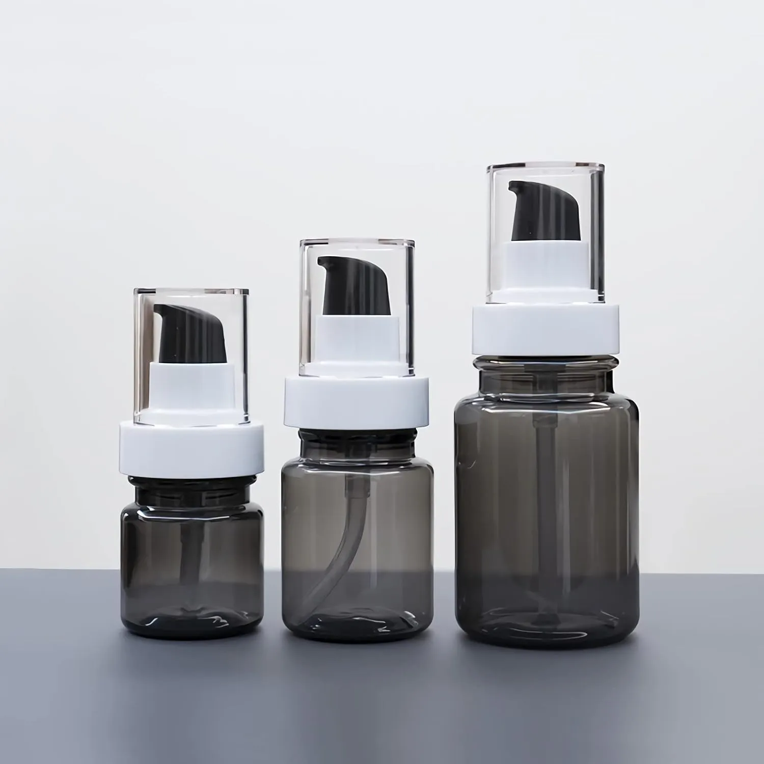 24 Pieces 100 ml Black Translucent Dispenser Lotion Bottles with Pump & 2 Piece Funnel, 100ml Empty PET Plastic Lotion Pump Bottle Cosmetic Gel, Travel Container for Cosmetic (Black 60ml)