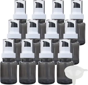 24 Pieces 100 ml Black Translucent Dispenser Lotion Bottles with Pump & 2 Piece Funnel, 100ml Empty PET Plastic Lotion Pump Bottle Cosmetic Gel, Travel Container for Cosmetic (Black 60ml)