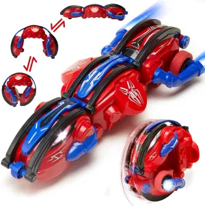 2.4Ghz Spider RC Car with LED Lights, 360 Rolling Remote Control Stunt Car for Kids 6-13, Rechargeable Indoor Outdoor Spider Toy