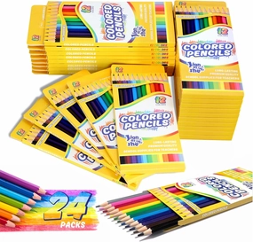 288 Count Colored Pencils, 24 Packs Pre-sharpened Coloring Pencils Bulk,12 Assorted Colors, Bulk School Supplies for Teachers, Classroom Prizes, Art Supplies for Adult Kids Boys Girls