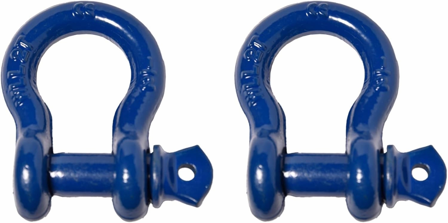 2 Pack Blue Rigging 1/2" Bow Shackles D Ring Rugged 10 Ton 22,000 Lbs Breaking Strength, WLL 2 Ton 4400 lbs w 5/8'' Pin Clevis Screw Heavy Duty f Marine Boat Anchor ATV UTV Recovery by Hi-Gear