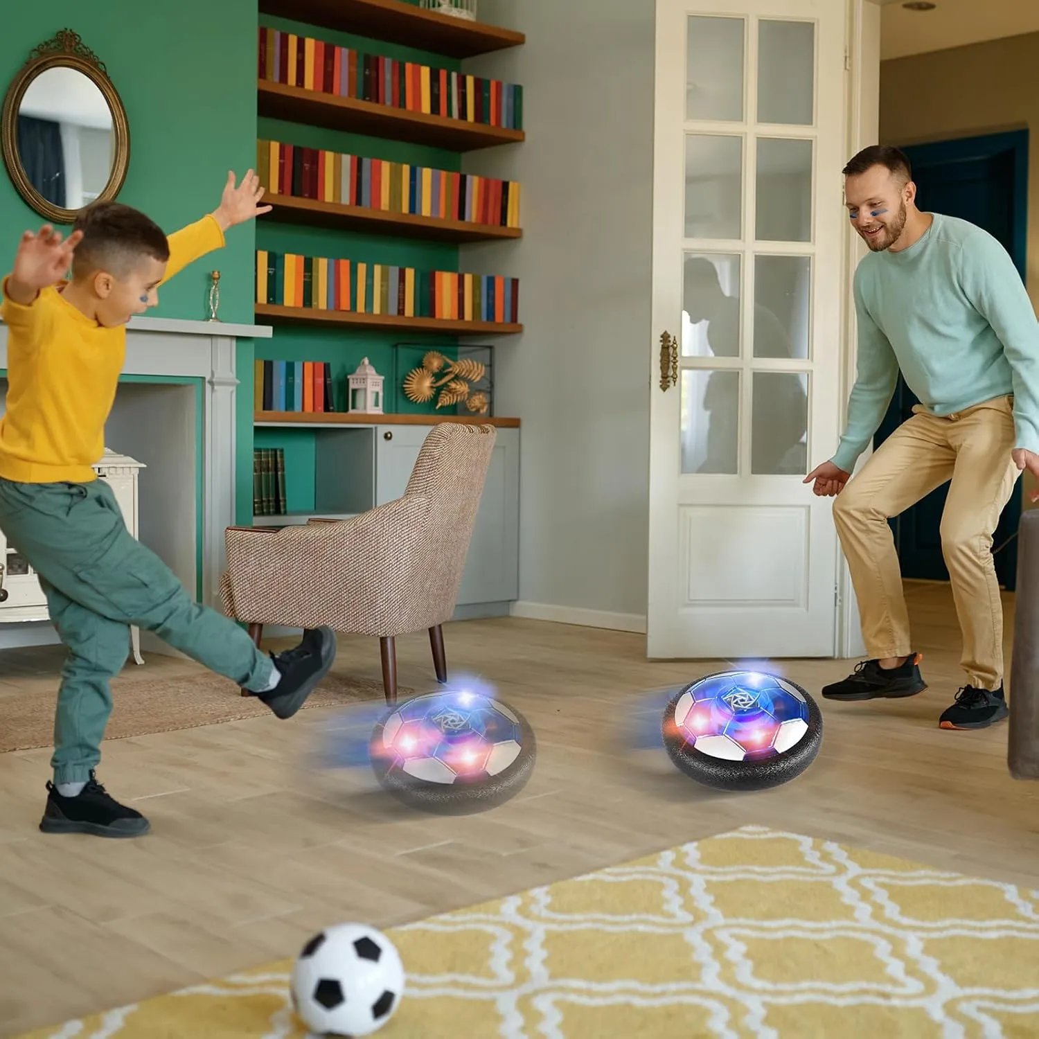 2PCS Hover Soccer Ball Toys for Kids, Indoor Outdoor Outside Soccer Ball Game for Kids Boys Ages 3-5 4-8, Toys Gifts for 3 4 5 Year Old Boys, 5 6 7 8 Year Old Boys Teens Birthday Gifts