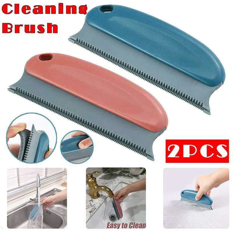 2pcs Pet Hair Remover Cleaning Brush Dark Blue Red
