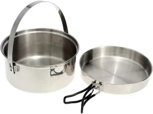 2pcs Stainless Steel Camping Cookware Mess Kit Camping Pot Outdoor Frypan for Outdoor Camping Hiking Backpacking Cooking Set