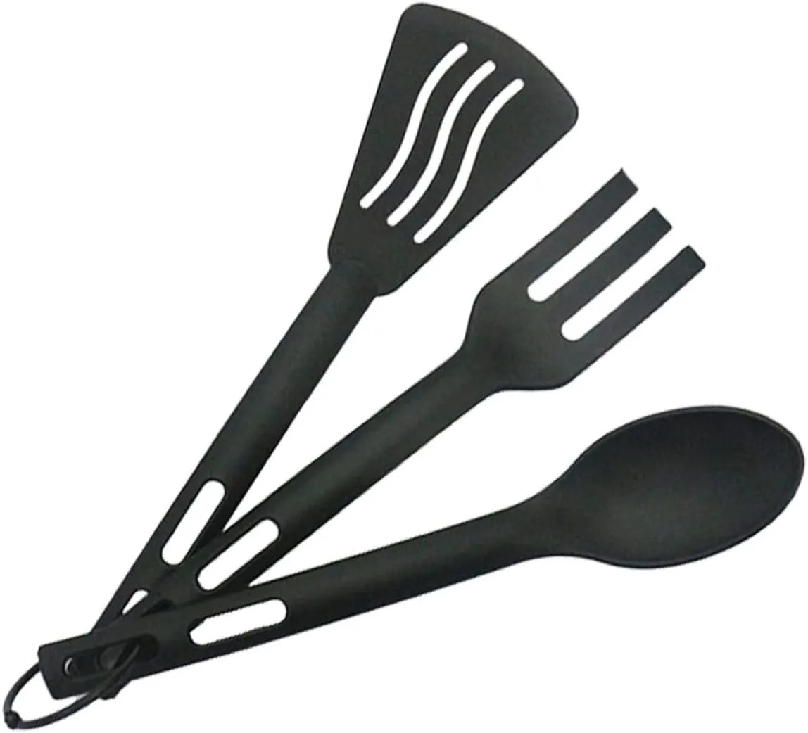 3-piece Boys and Girls Nylon Camping Cutlery Kit Spoons Forks Set for Outdoor Cooking Picnic Hiking Bbq